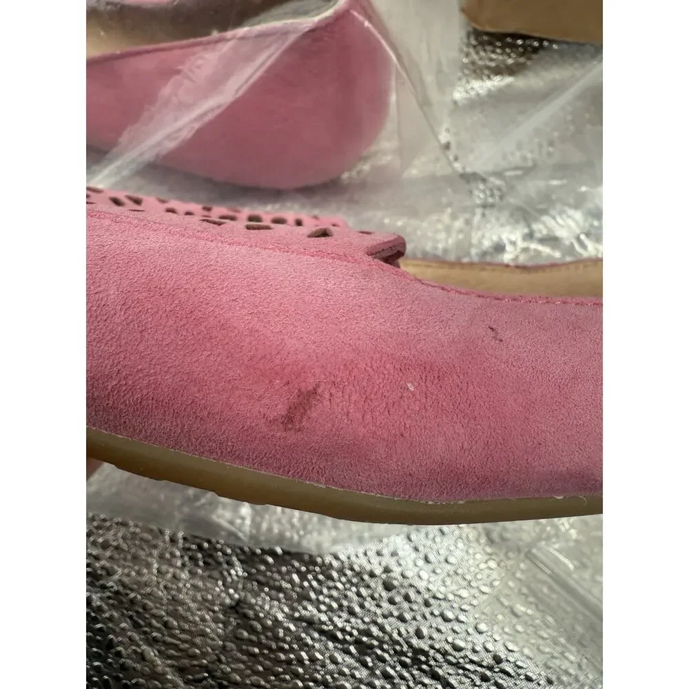 Born ONO Shoes Womens Size 10 Pink Suede Laser Cut Flats Comfort Slip On Loafers